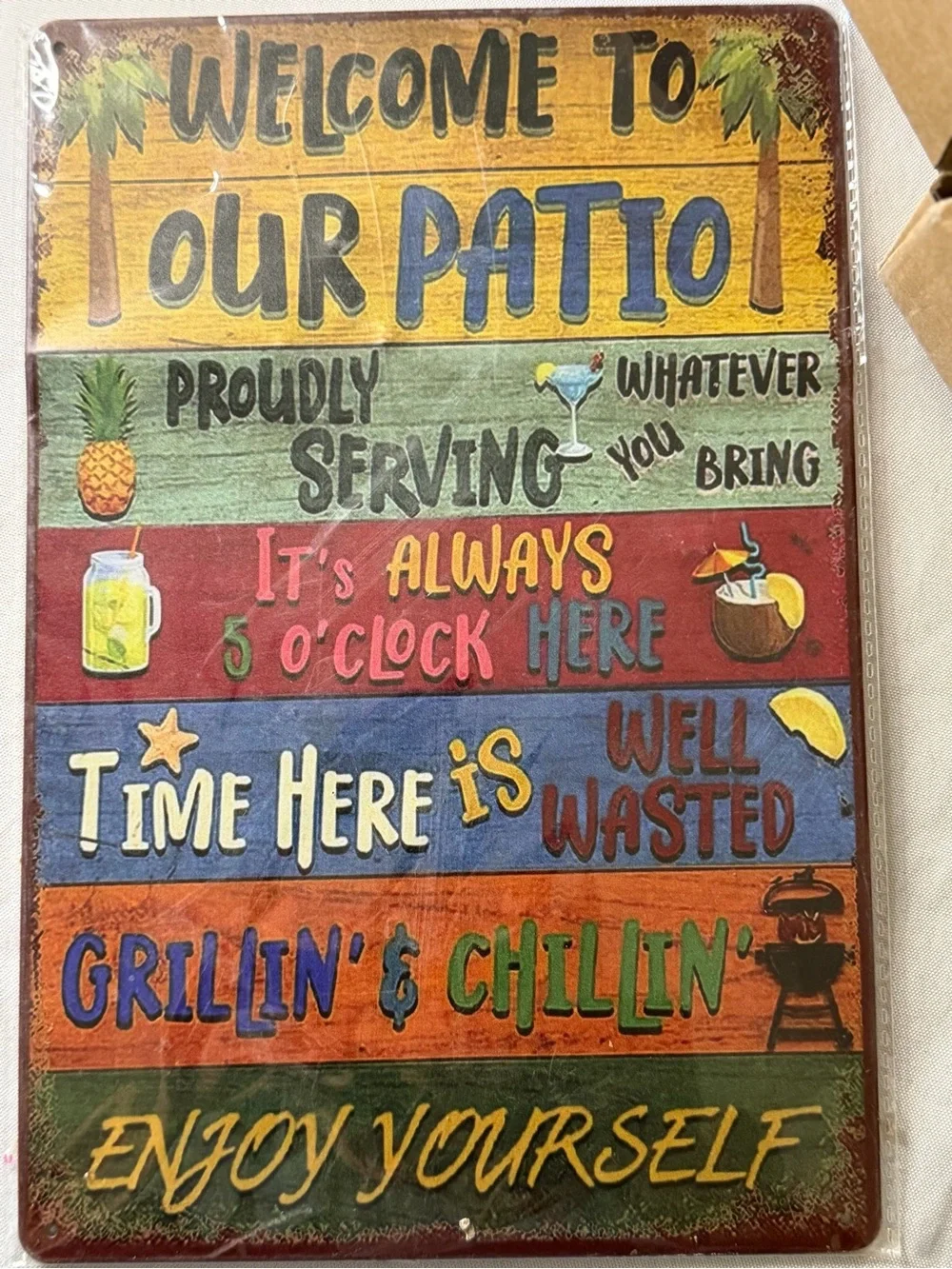 Welcome to Our Patio Decorative Sign & 300 umbrella tooth picks- Multi-Color